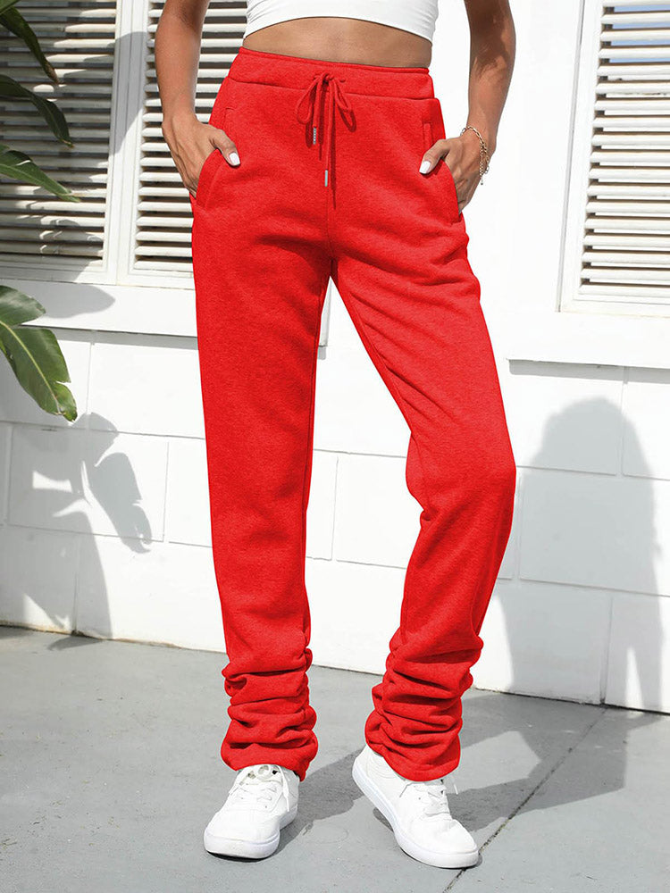 Solid Stacked Sweatpants Pink / M