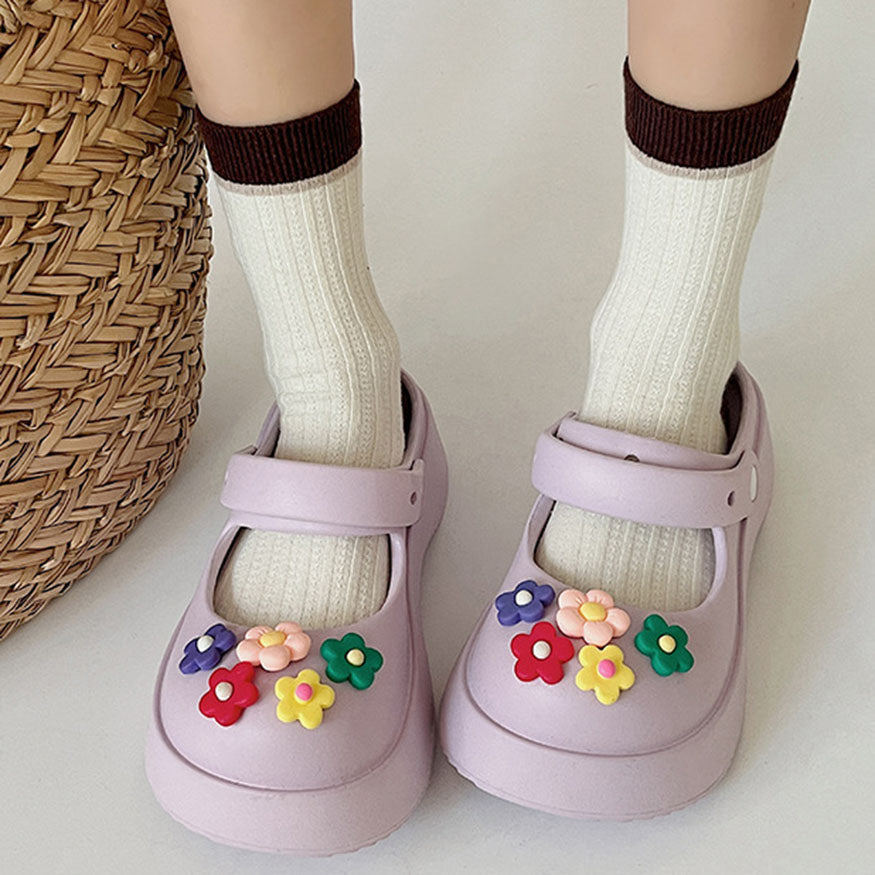 Colorful Flower Decor Beach Shoes Purple / EU:37-38:US Women's 6-7.5