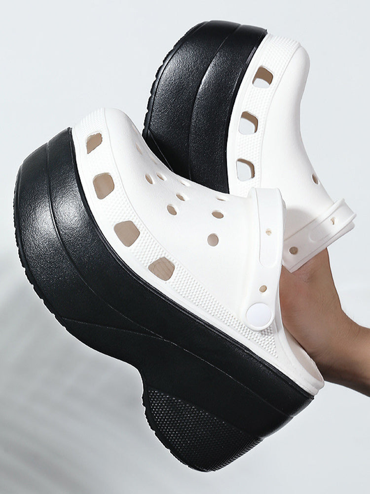 High Platform Solid Sandals Black White / 6.5/7