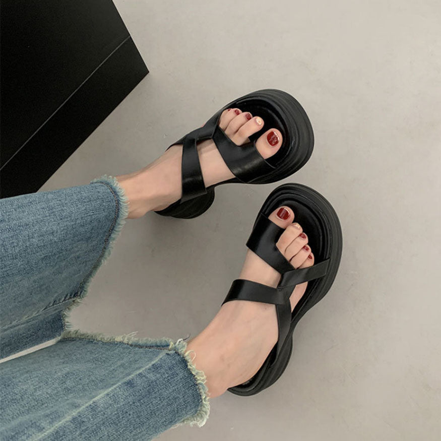 Chic Simple Twist Sandals Black / EU:37:US Women's 6-6.5