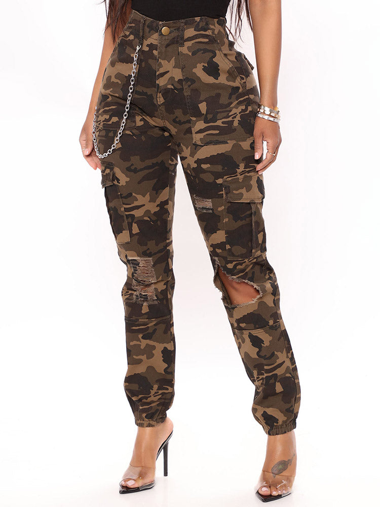 Ripped Camo Cargo Pants Tarnung / S