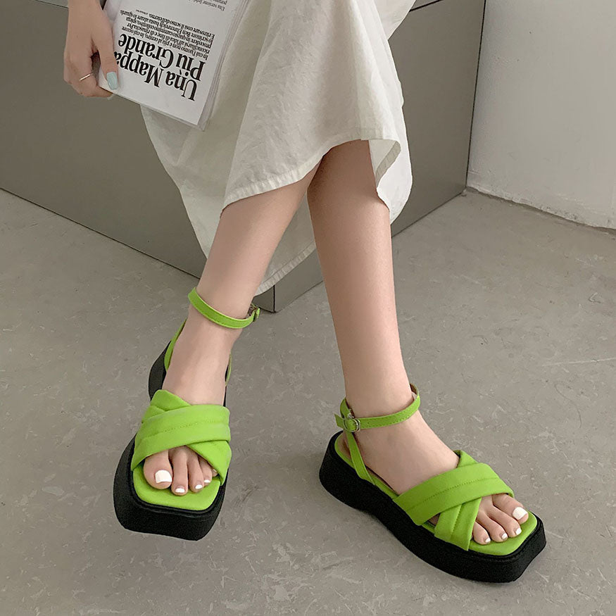 Vintage Cross Sandals Green / EU:38:US Women's 7-7.5 Men's 4.5-5