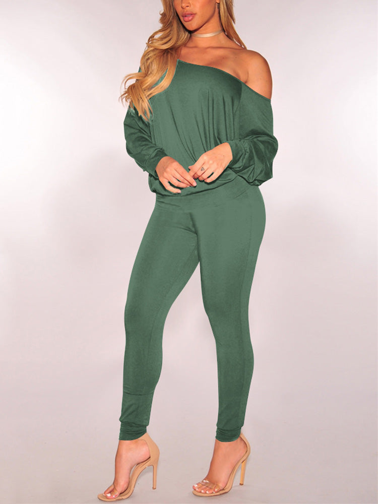 One Shoulder Casual Set Black / XL