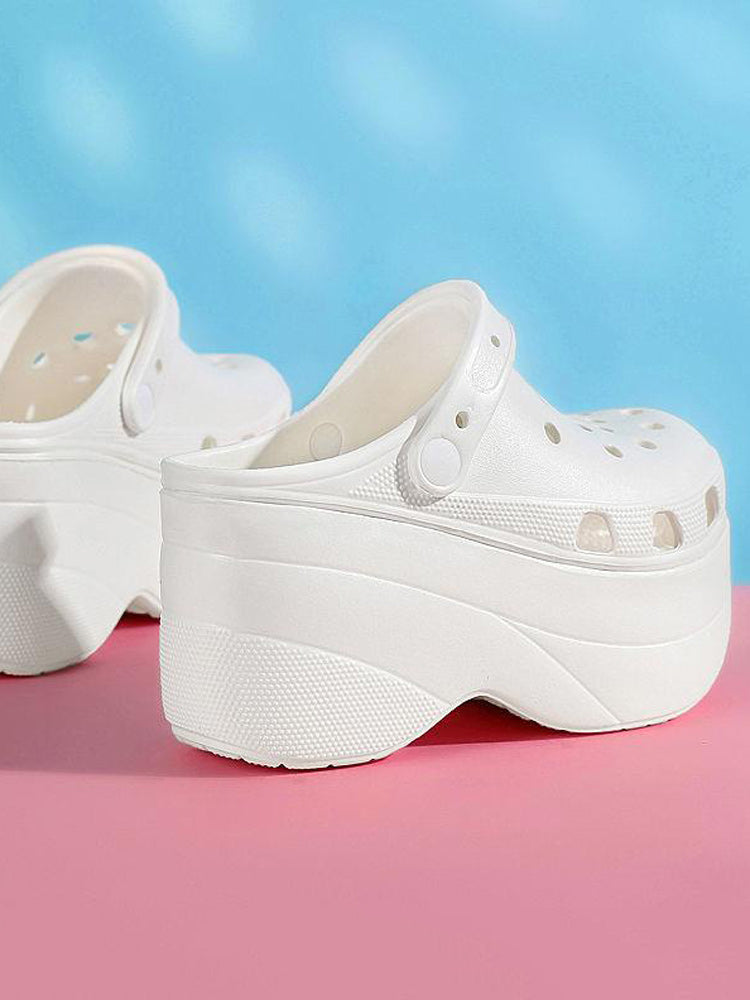 High Platform Solid Sandals Black / 6.5/7