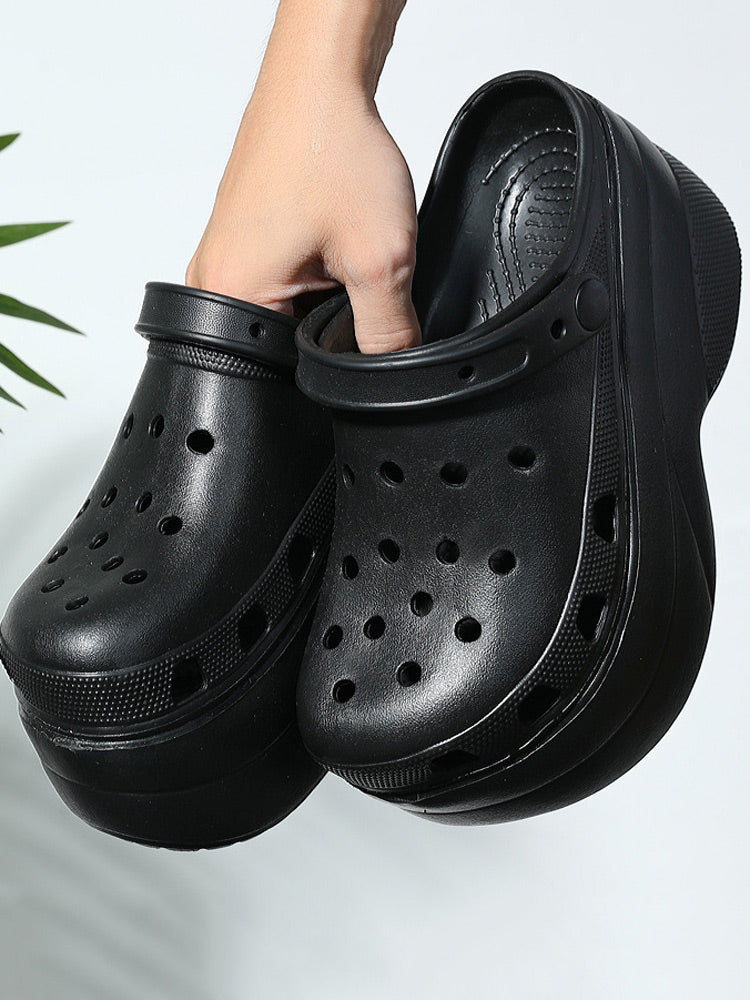 High Platform Solid Sandals Black / 4/4.5
