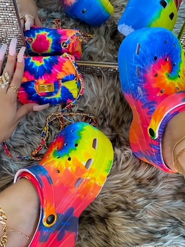 Casual Thick Sole Hole Sandals Rainbow / 6