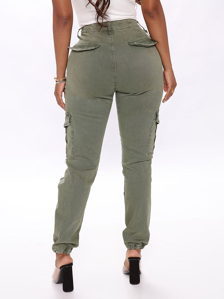 Ripped Camo Cargo Pants Green / L