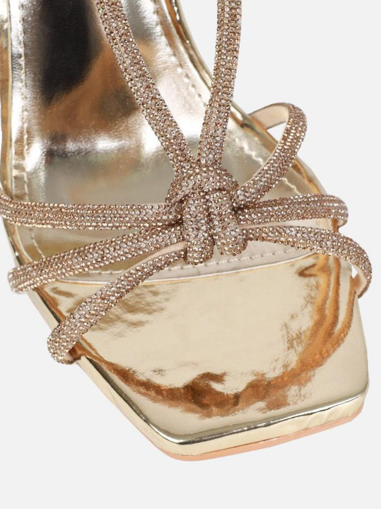 Rhinestone Knot Heels Gold / 5/5.5