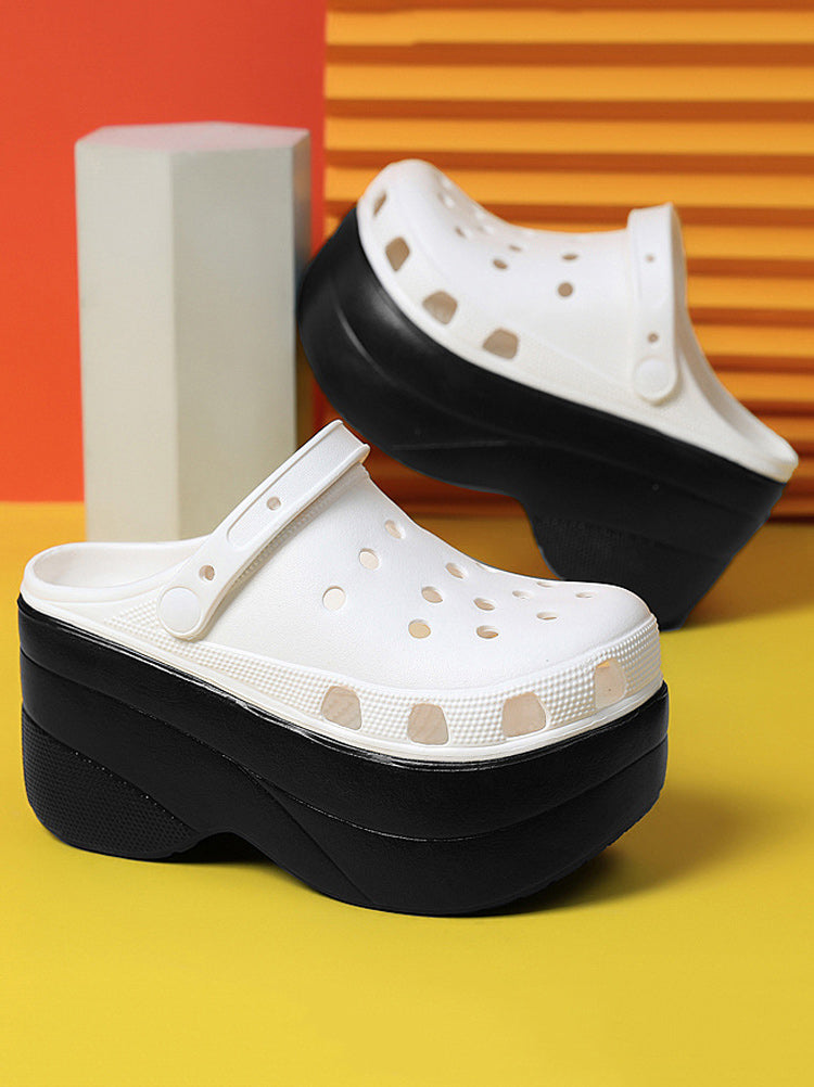 High Platform Solid Sandals Black White / 5/5.5