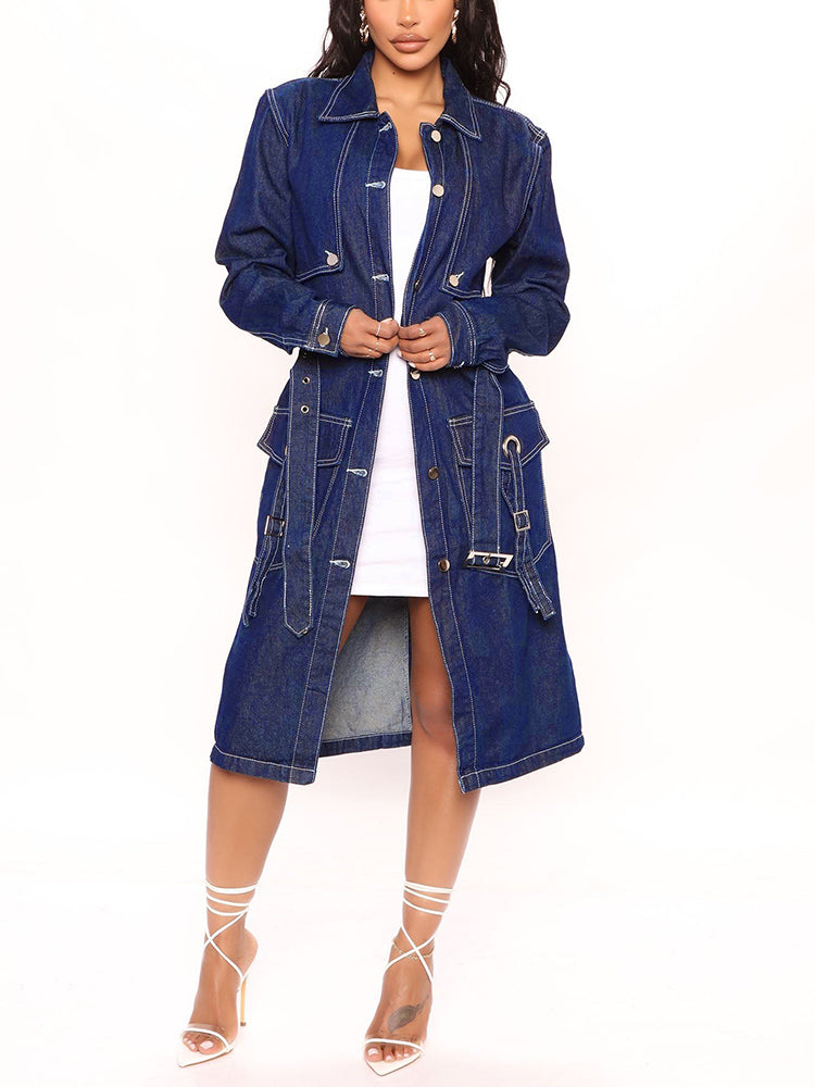 Denim Trench Coat Navy / L
