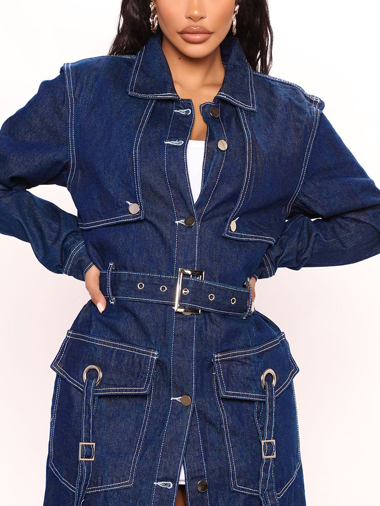Denim Trench Coat Navy / XL