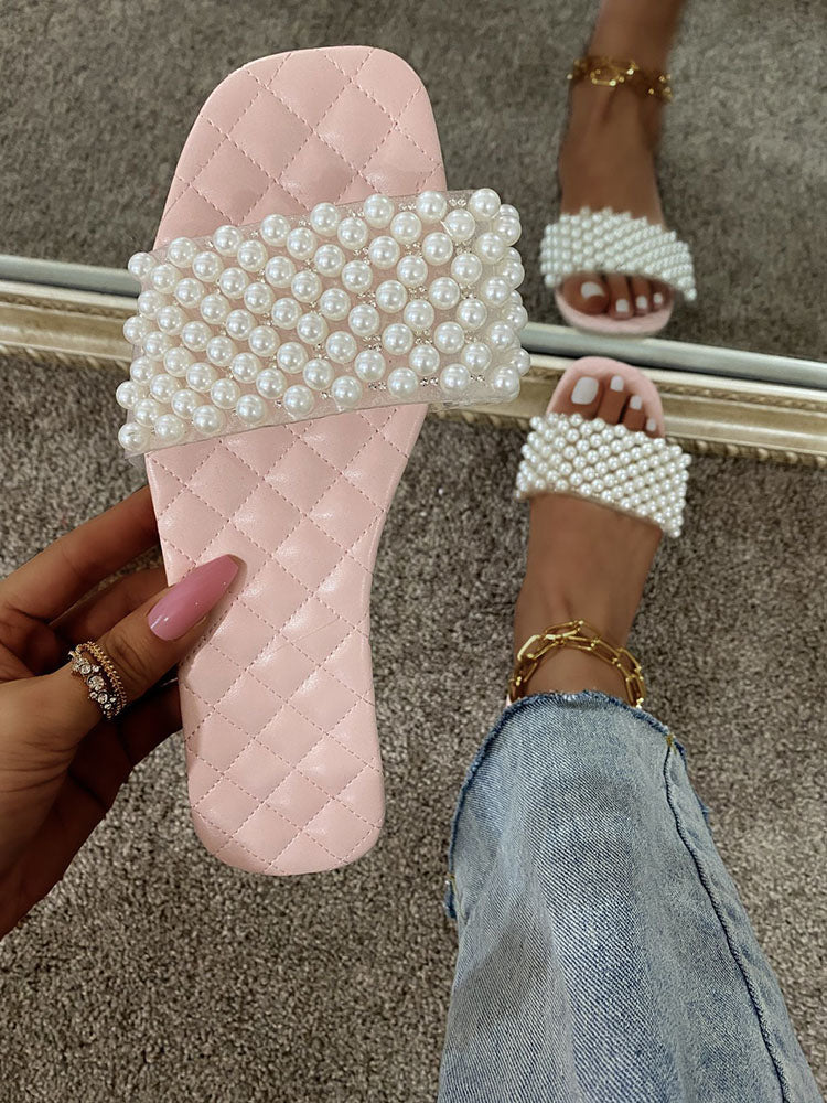 Pearl Decor Sandals Pink / 6.5/7