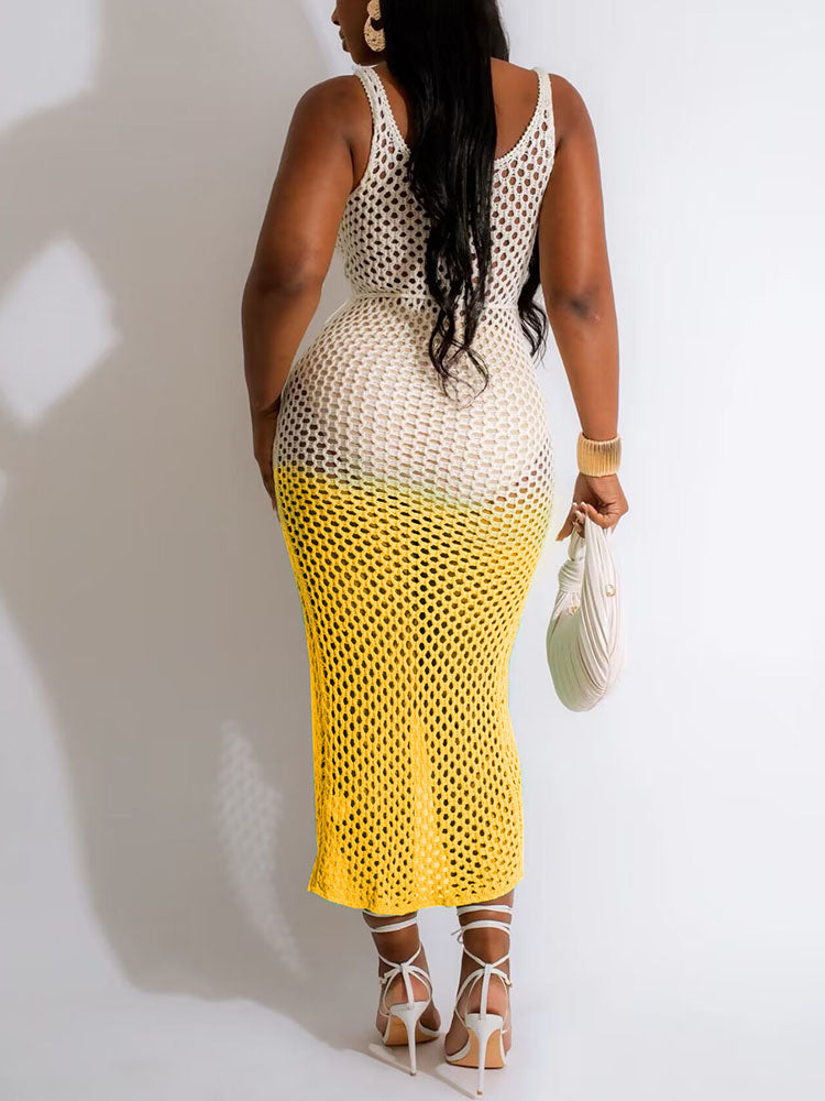 Ombre Crochet Dress Blue / S