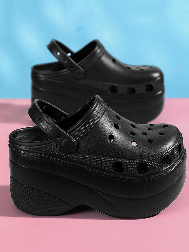 High Platform Solid Sandals Black White / 10