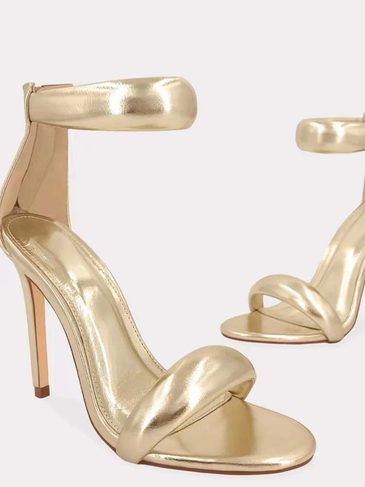 Gold Ankle Strap Sandals Rose / 5/5.5