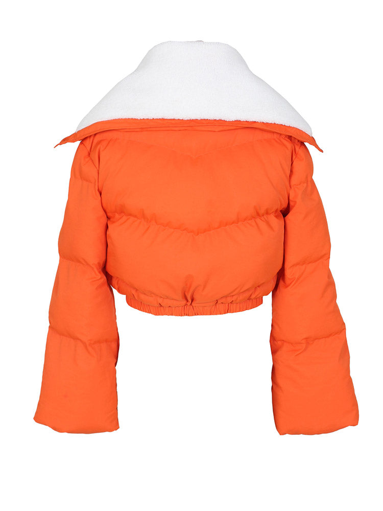 Letter Embroidery Puffer Jacket Blue / 2XL