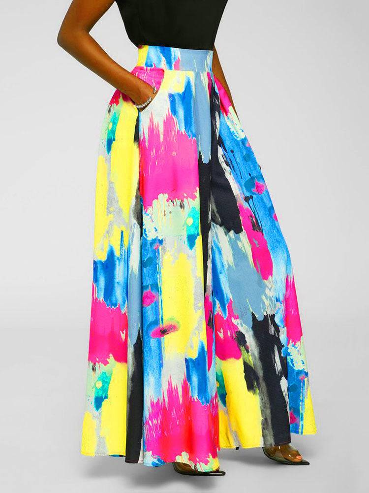 Tie Dye Print High Waist Wide Leg Pants Multicolor / M