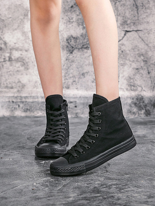 Lace-up Canvas Boots White Star / 6
