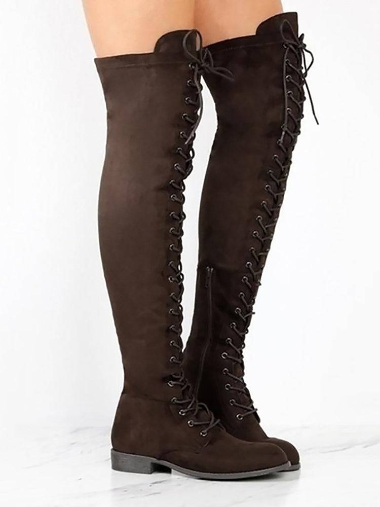 Lace Up Flat Suede Boots Army Green / 10