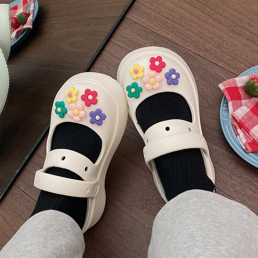 Colorful Flower Decor Beach Shoes White / EU:35-36:US Women's 4-5.5