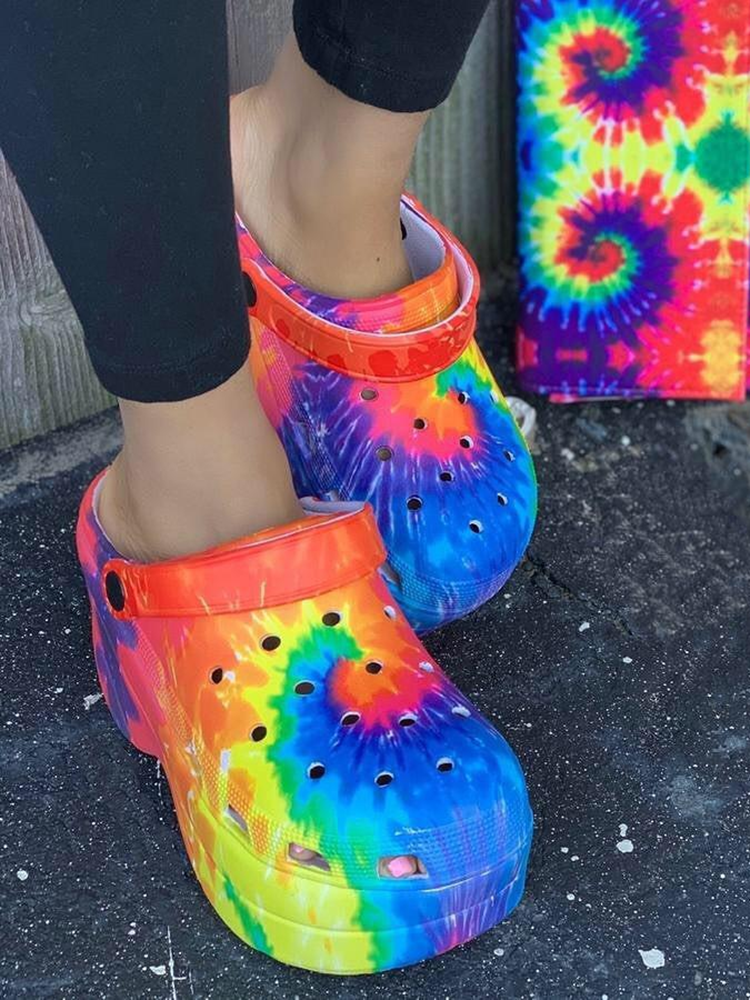 Casual Thick Sole Hole Sandals Rainbow / 7.5/8