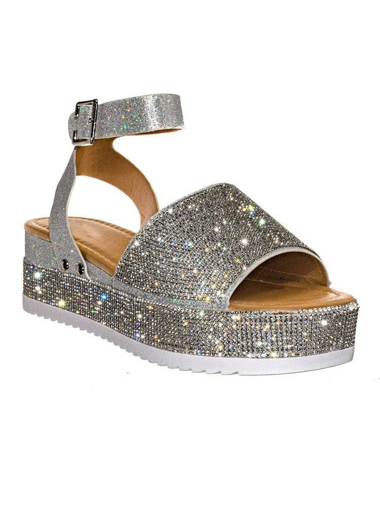 Casual Rhinestone Platform Sandals Gold / 9/9.5