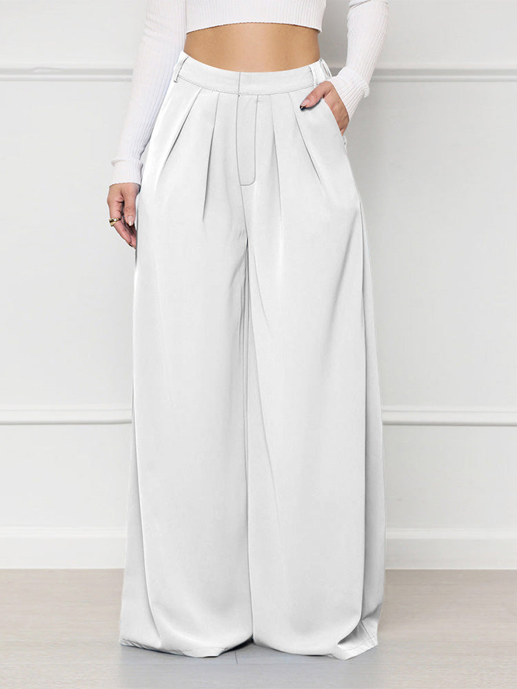 High Waist Pocket Wide Pants Black / M