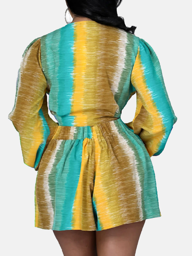 Tie-Up Top Shorts Set Yellow Green / M