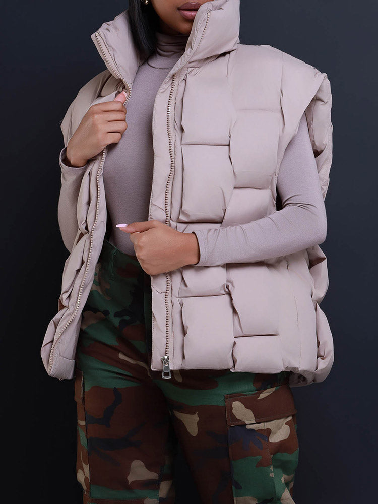Braid Puffer Vest Beige / L