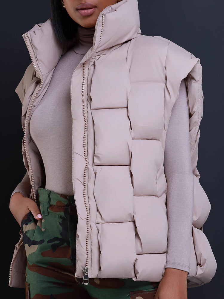 Braid Puffer Vest Beige / XL