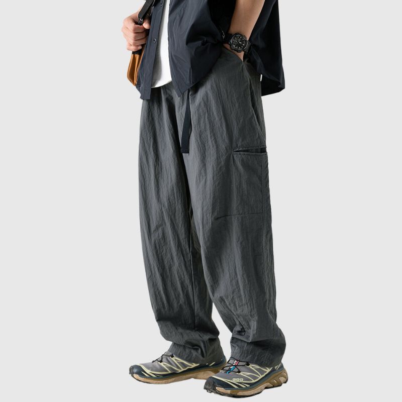 Water-Repellent Belted Yamamoto Pants Black / 3XL