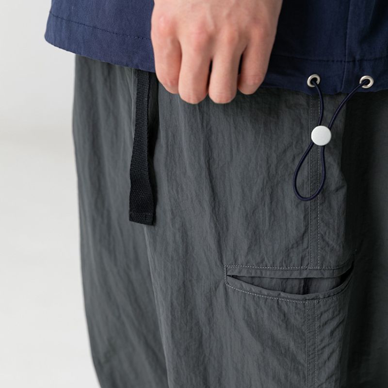 Water-Repellent Belted Yamamoto Pants Grey / L