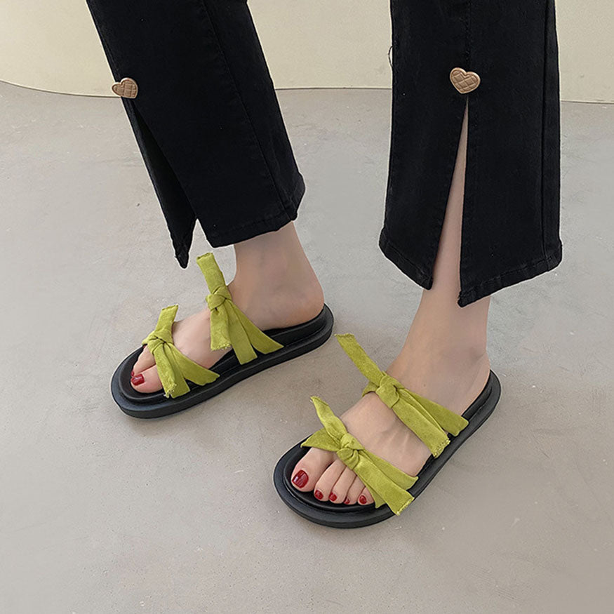 Vintage Double Bow Sandals Green / EU:38:US Women's 7-7.5 Men's 4.5-5
