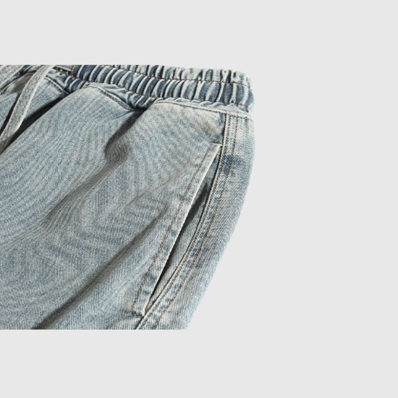 Slit Design Washed Jorts Blue / 3XL