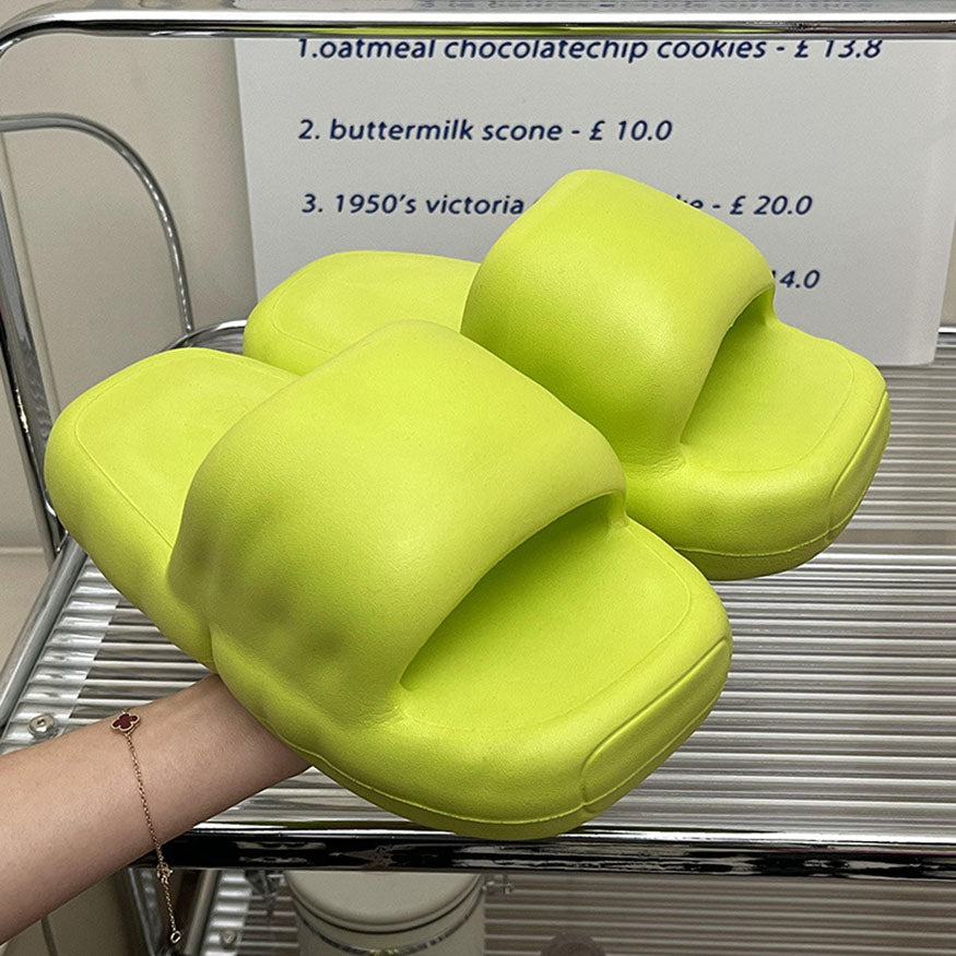 Casual Chunky Sole Slides Green / EU:36-37:US Women's 5-6.5