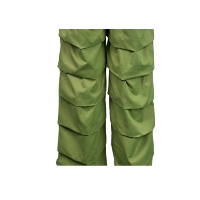 Pleated Drawstring Cargo Pants Green / 2XL