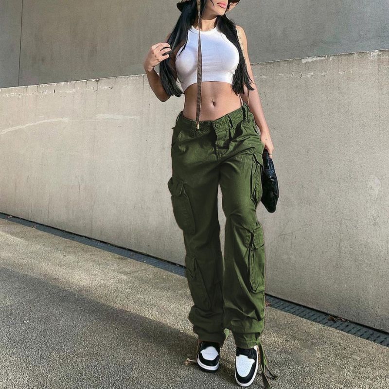 Vintage Wide Leg Cargo Pants Brown / 2XL