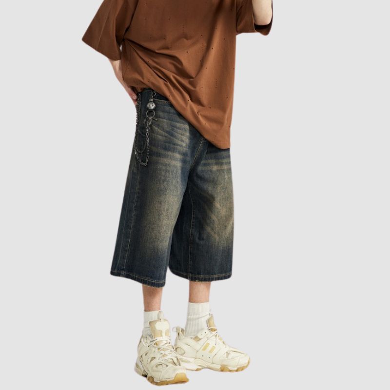 Washed Wide Leg Jorts Blue / L