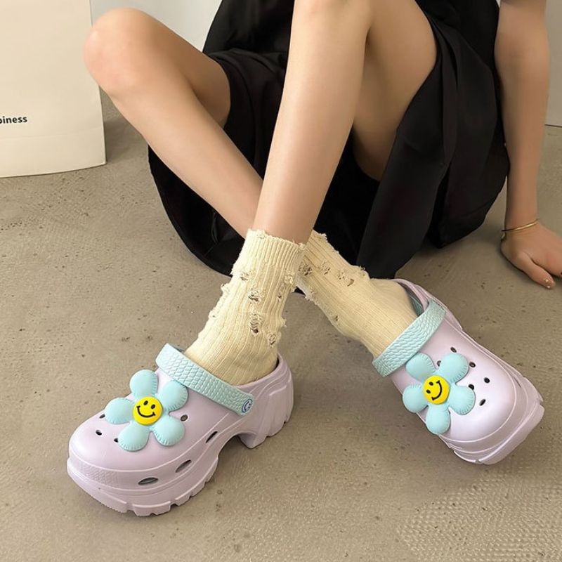 Smile flower Design Garden Clog Pink / EU:35-36:US Women's 4-5.5