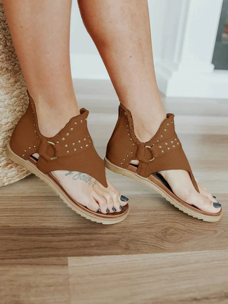 Star Print Studded Sandals White / 6