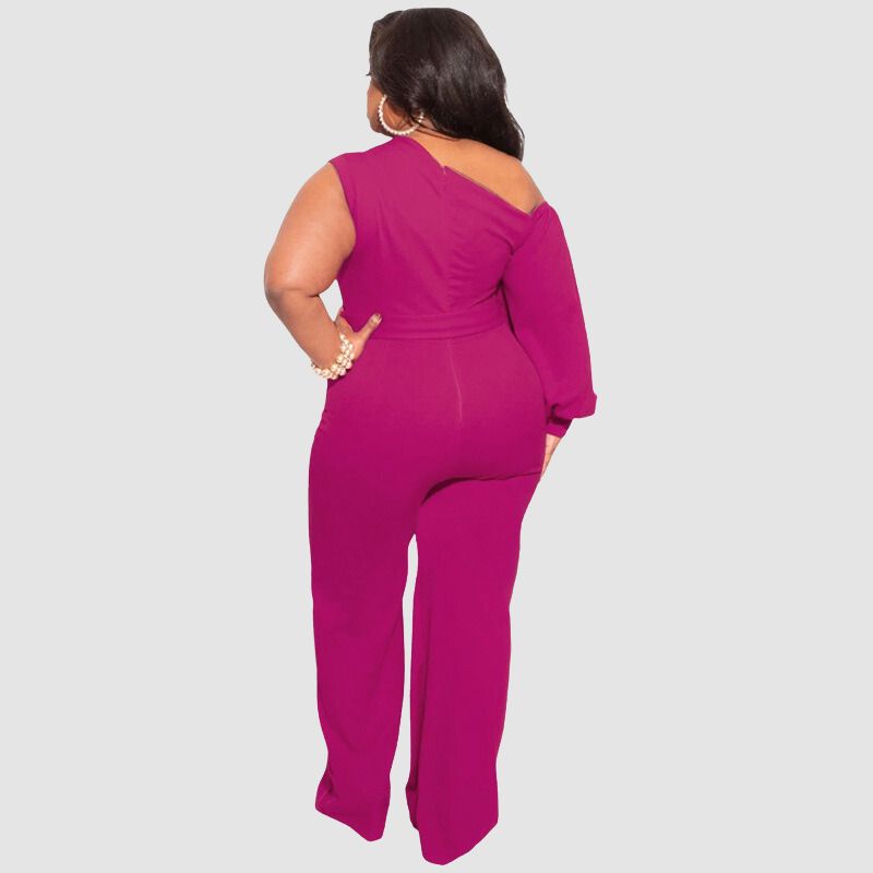Plus Size High Waist Wide Leg Jumpsuits Red / 4XL