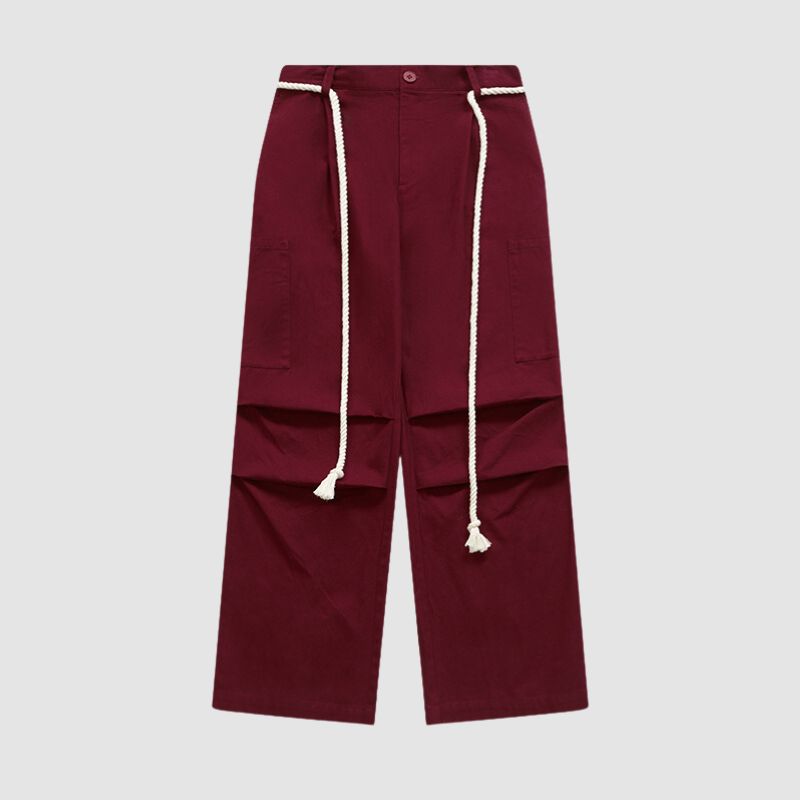 Lace-up Wide Leg Cargo Pants Red / S