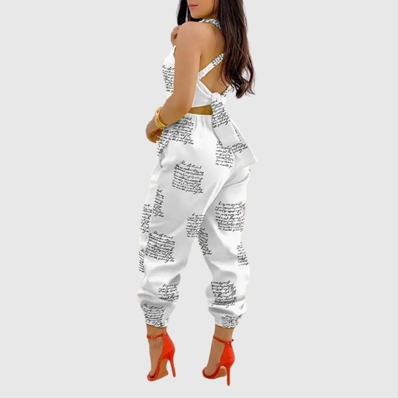 Halter Backless High Waist Jumpsuit Orange / 2XL