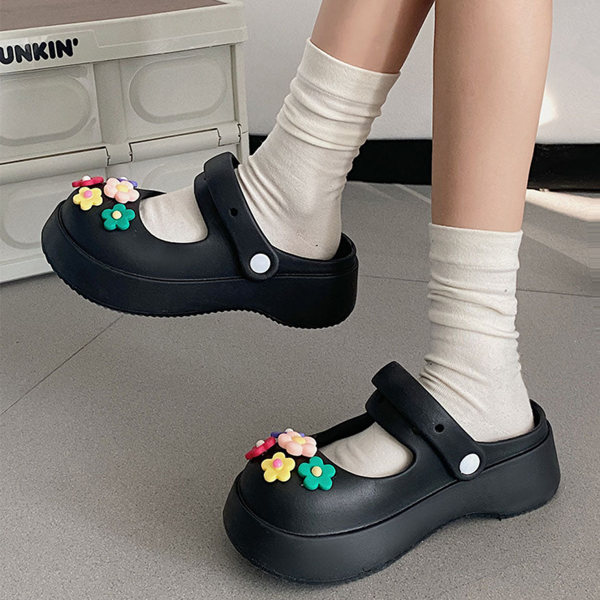 Colorful Flower Decor Beach Shoes Black / EU:37-38:US Women's 6-7.5
