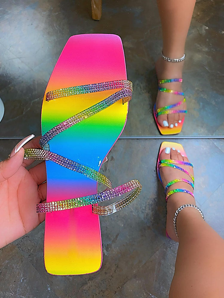 Rhinestone Flat Sandal Multicolor / 6.5/7