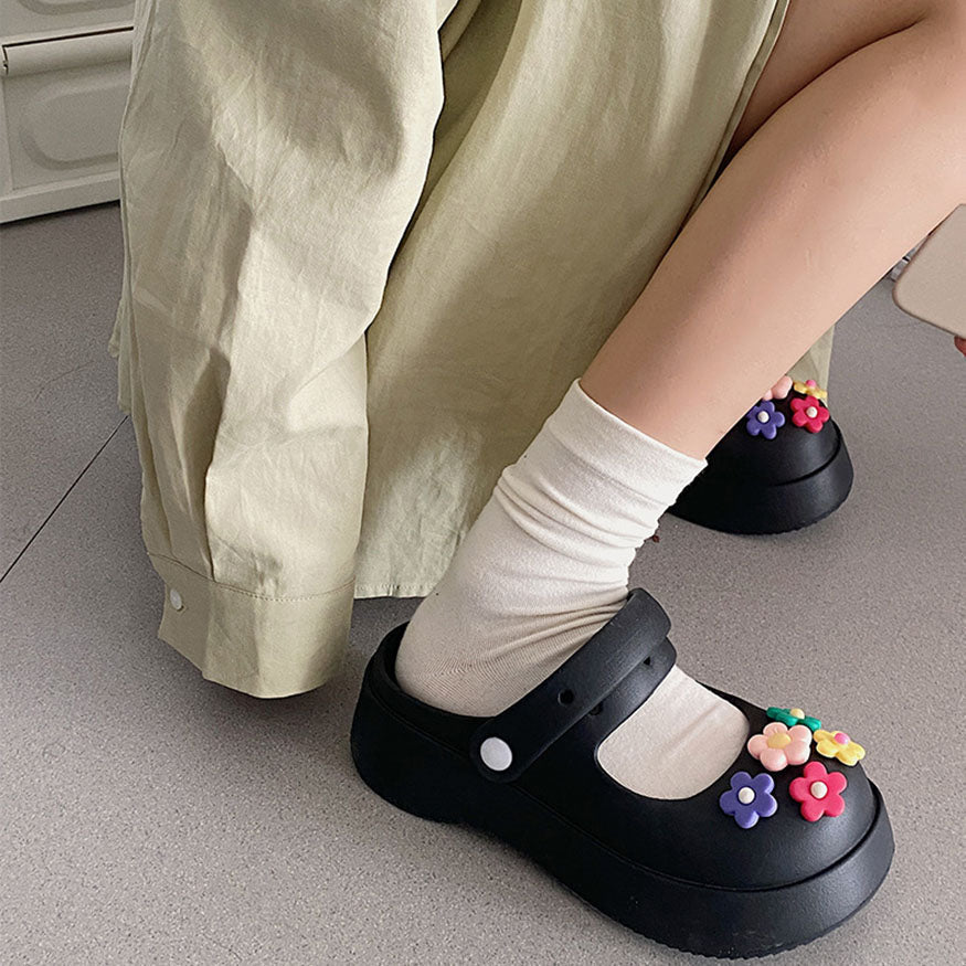 Colorful Flower Decor Beach Shoes Black / EU:39-40:US Women's 8-9.5 Men's 5.5-7