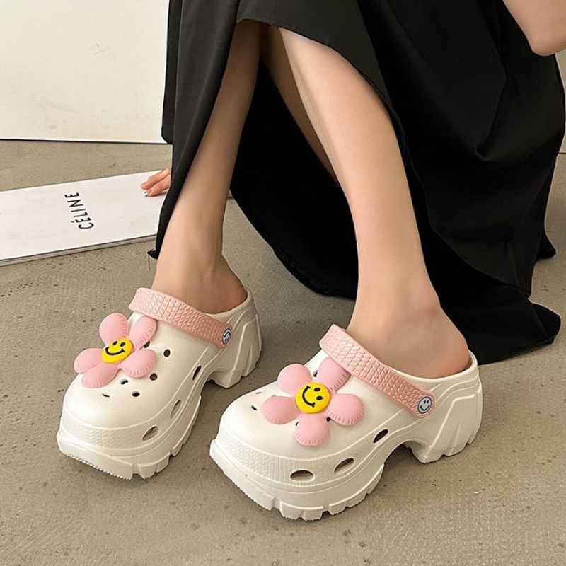 Smile flower Design Garden Clog Pink / EU:37-38:US Women's 6-7.5