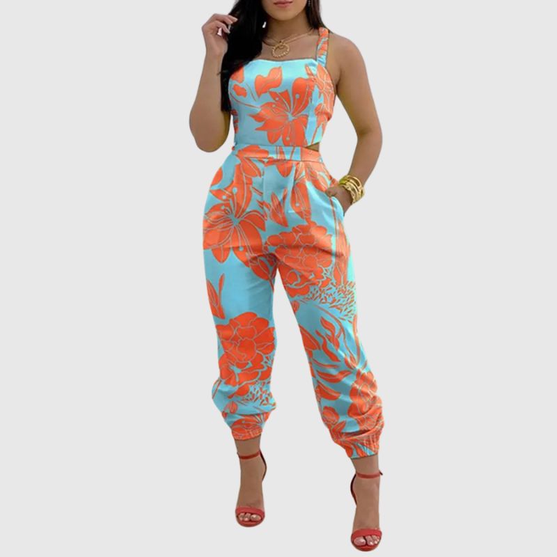 Halter Backless High Waist Jumpsuit Rose / S