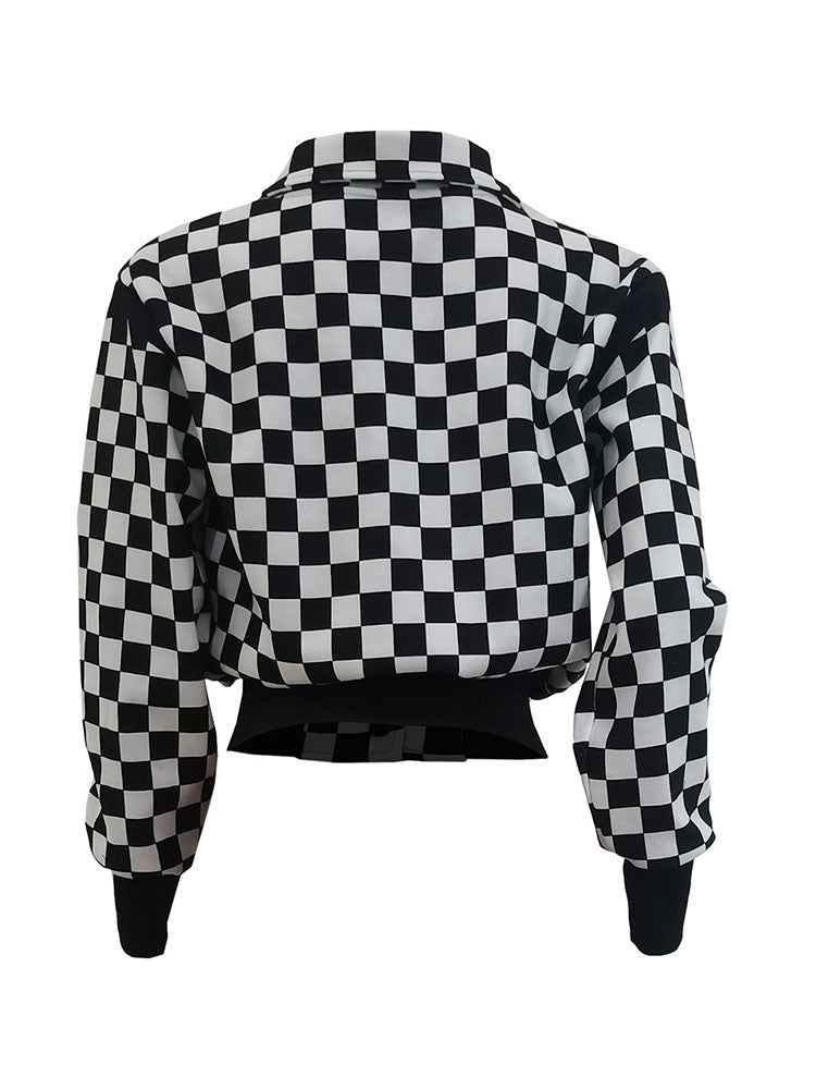 Checkerboard Baseball Jacket Black / 2XL