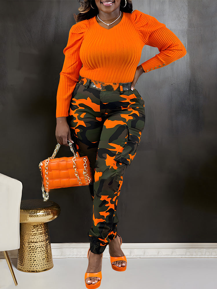 Camo Cargo Joggers Orange / M